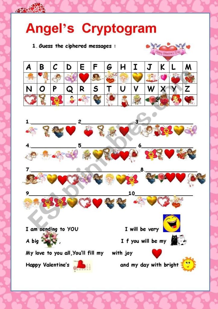 VALENTINE S DAY CRYPTOGRAM ESL Worksheet By Myemma