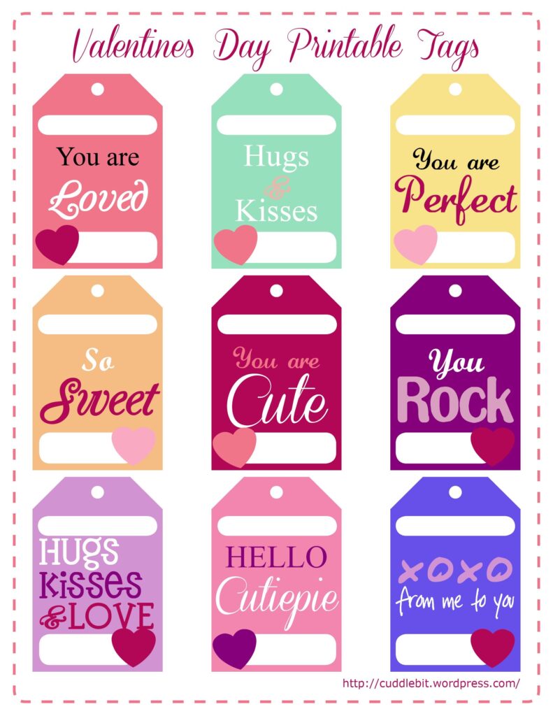 Happy Valentines Day Tag Free Printable