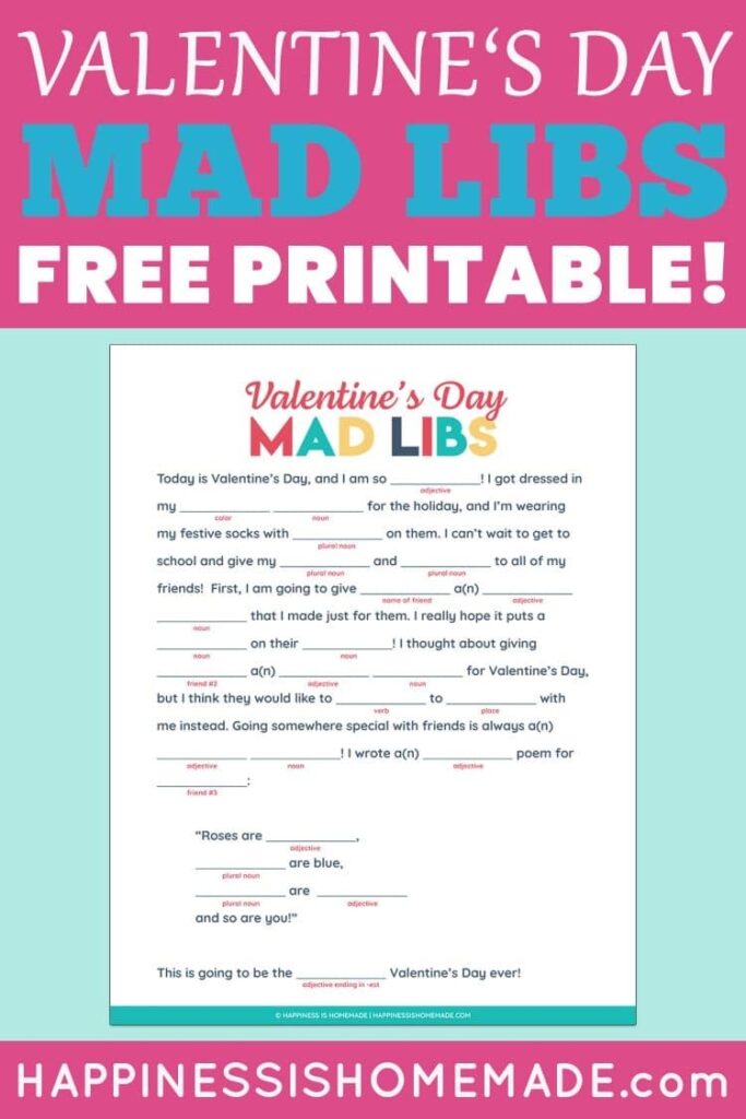 Free Printable Valentine's Day Mad Libs