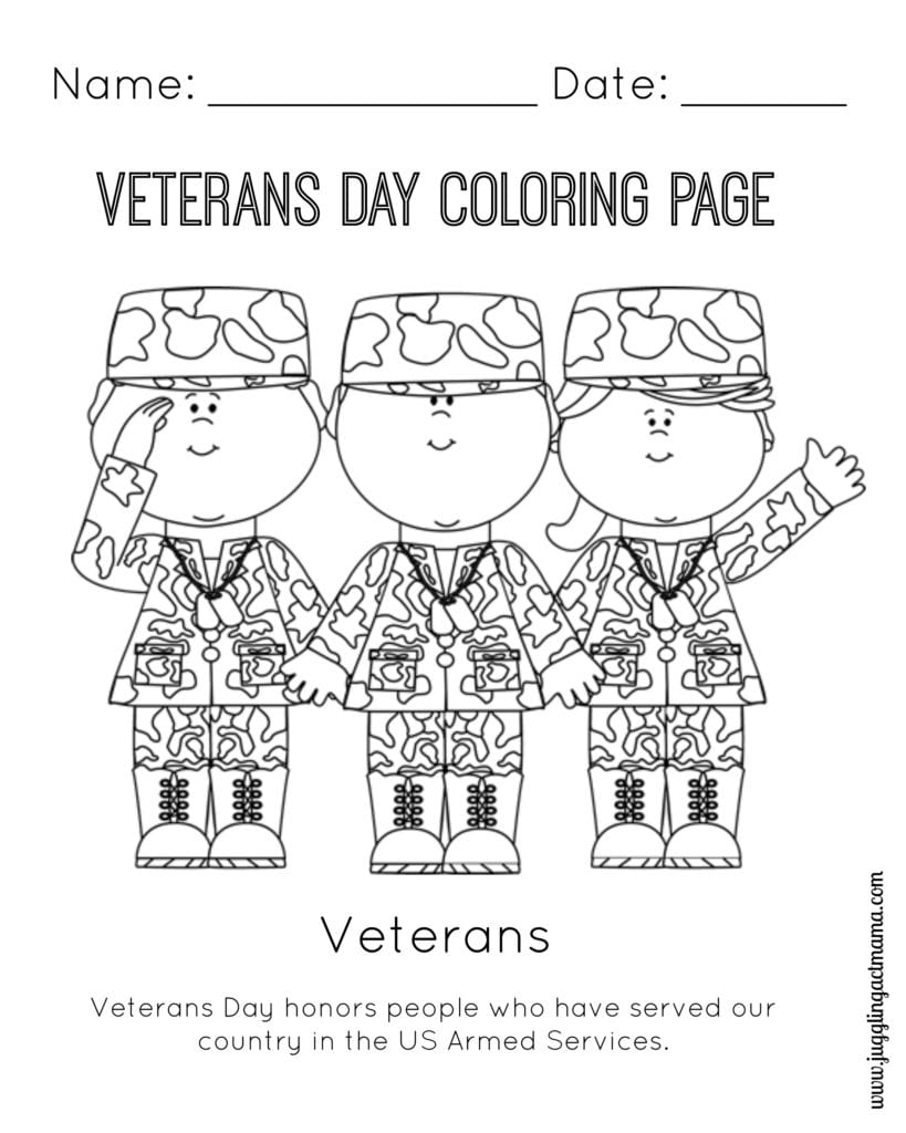 Veteran s Day Printable Coloring Page Juggling Act Mama