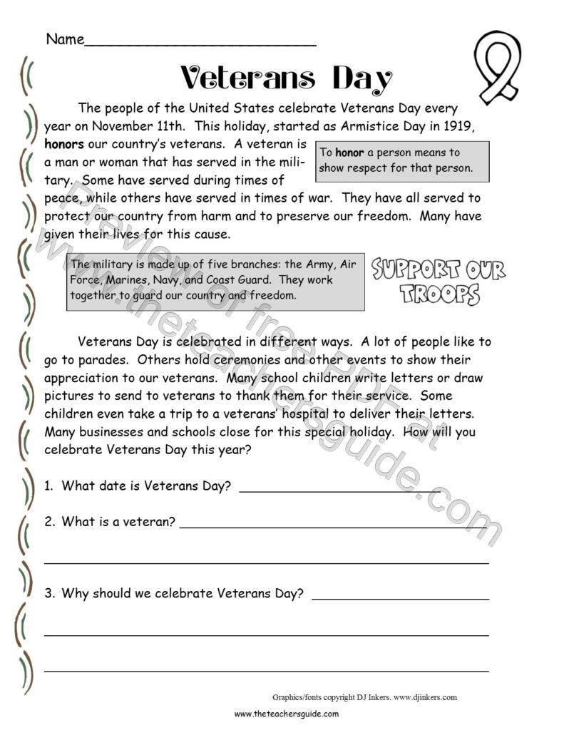 Free Printable Veterans Day Activities Free Printable Templates
