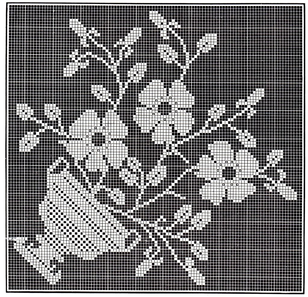 Victorian Filet Crochet Pattern Floral Tea Table Cloth Diagrams