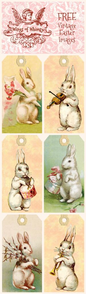 Vintage Easter Bunny Tags Free Printables Vintage Easter Vintage Easter Cards Easter Images