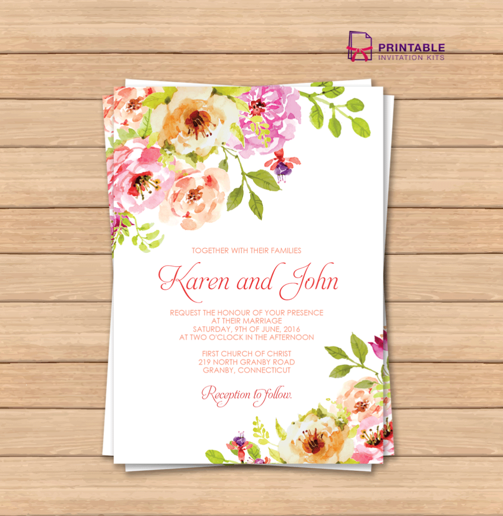 Vintage Floral Border Invitation Template Printable I Free Printable Wedding Invitations Free Printable Wedding Invitation Templates Free Wedding Invitations