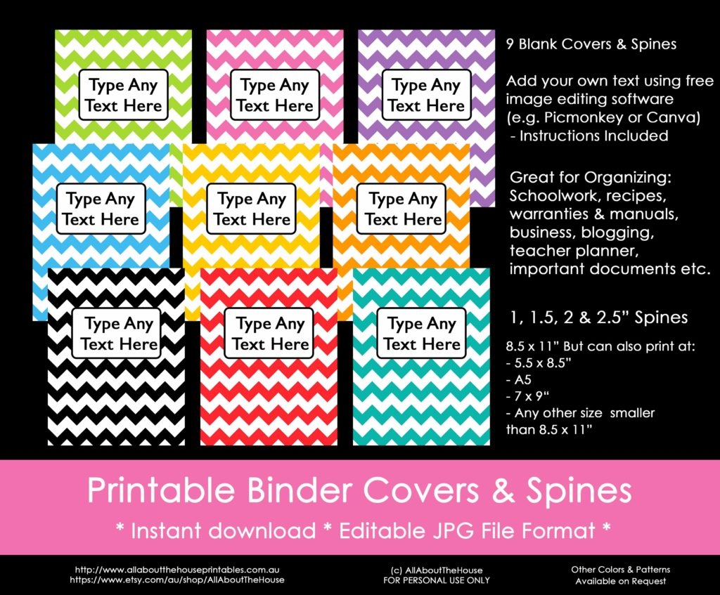 Free Editable Printable Binder Covers And Spines
