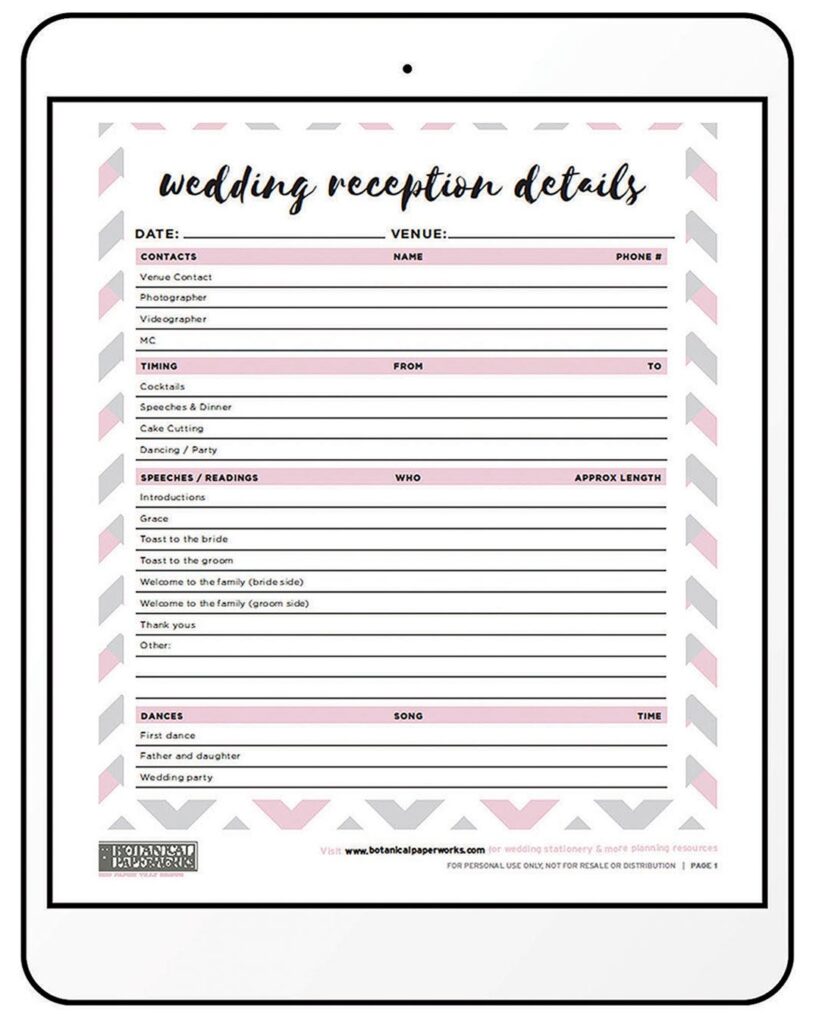 Wedding Planning Printables Free Templates To Keep You Organized