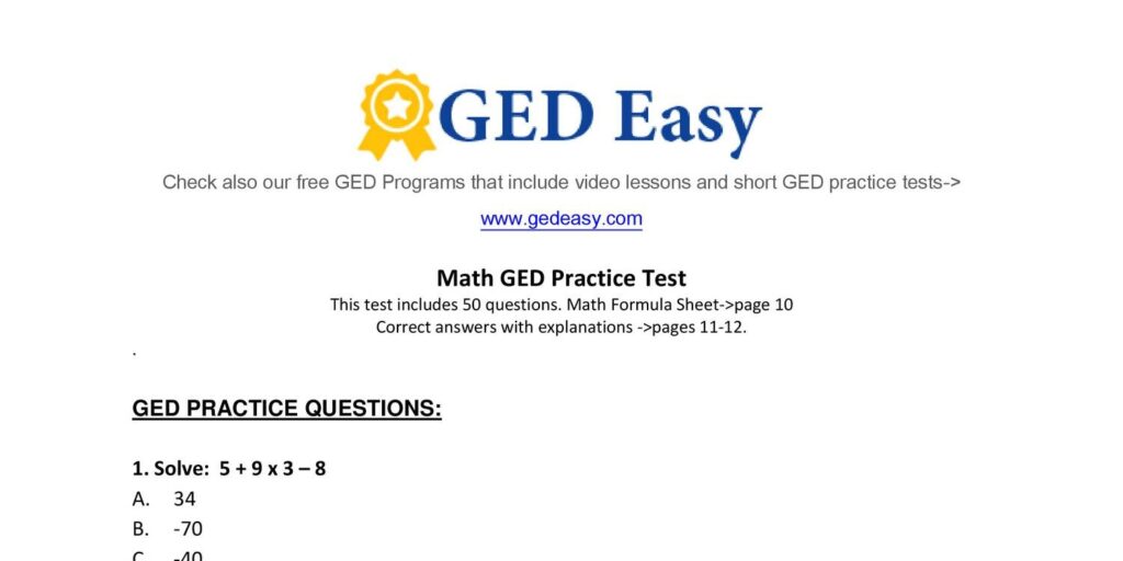 Week 15 Homework Adv Math Printable ged math practice test2 DO THE ODD NUMBERS pdf DocDroid