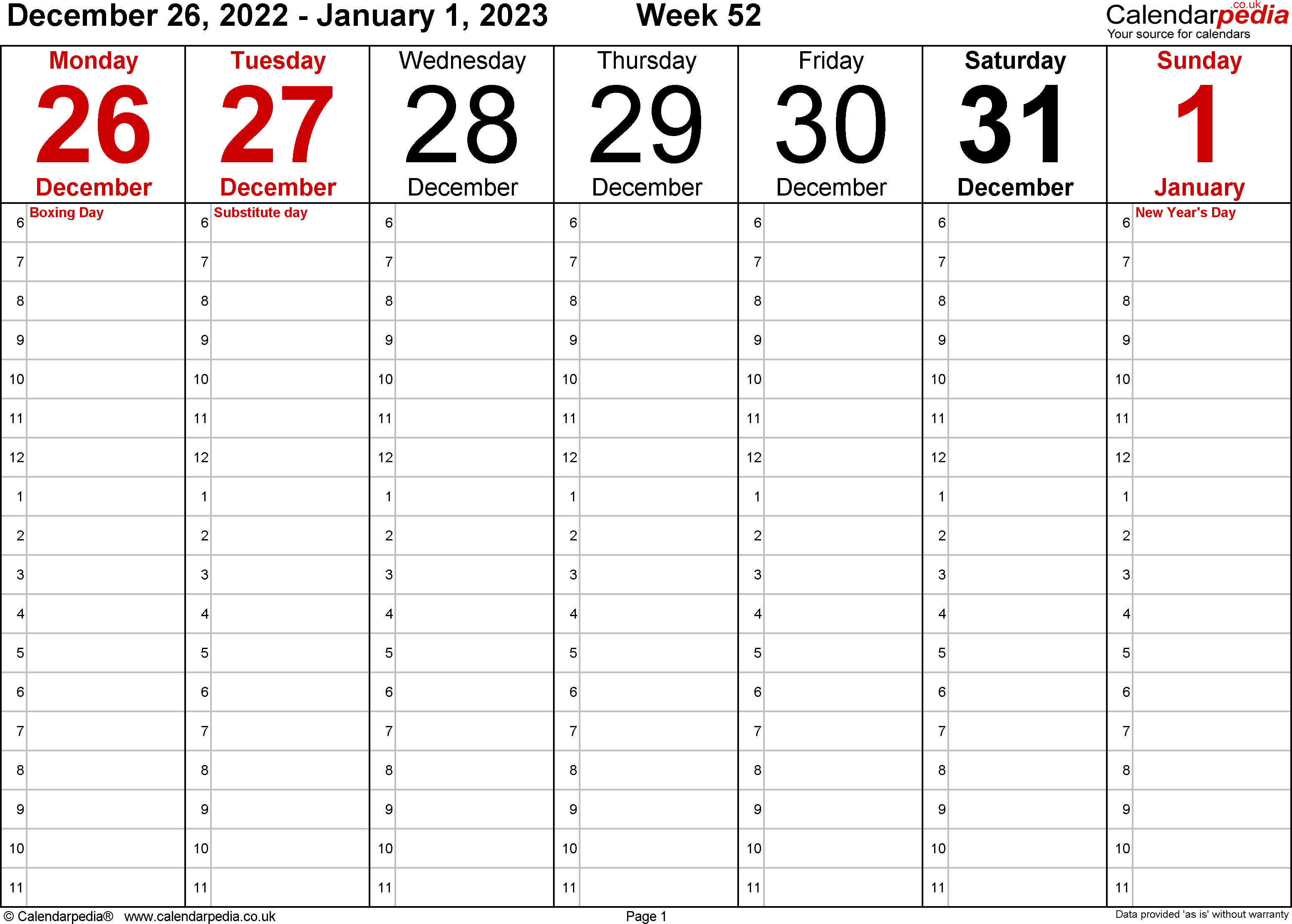 Printable Calendar 2023 Weekly