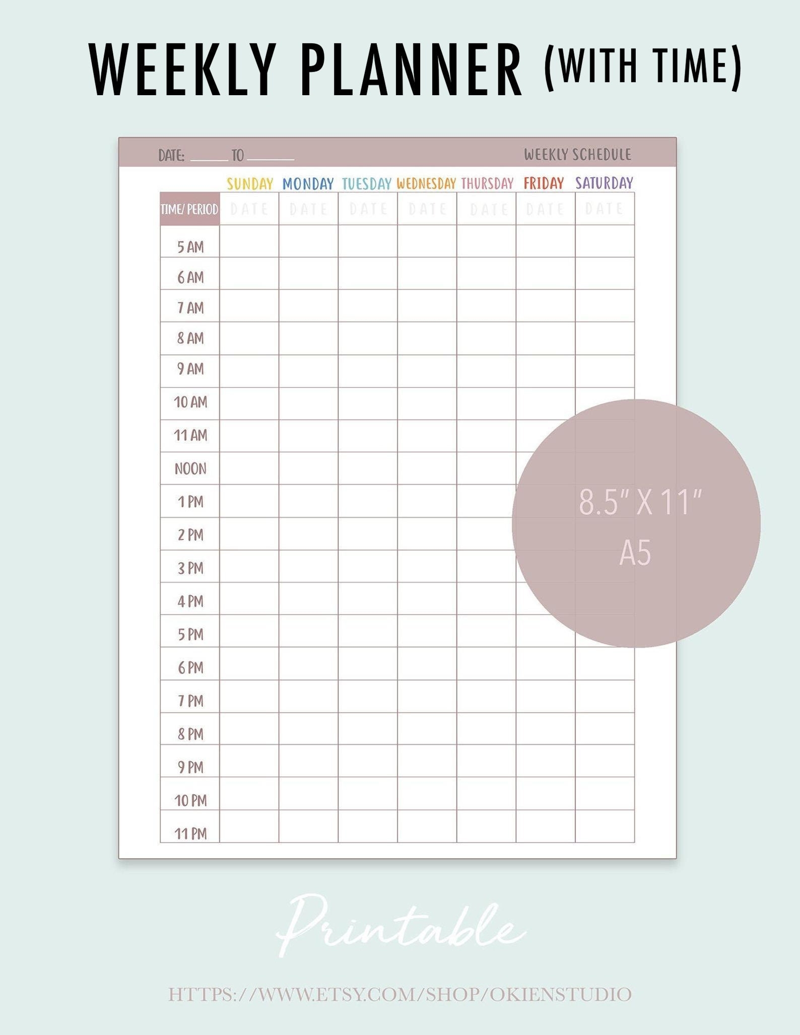 Printable Weekly Schedule With Time Slots