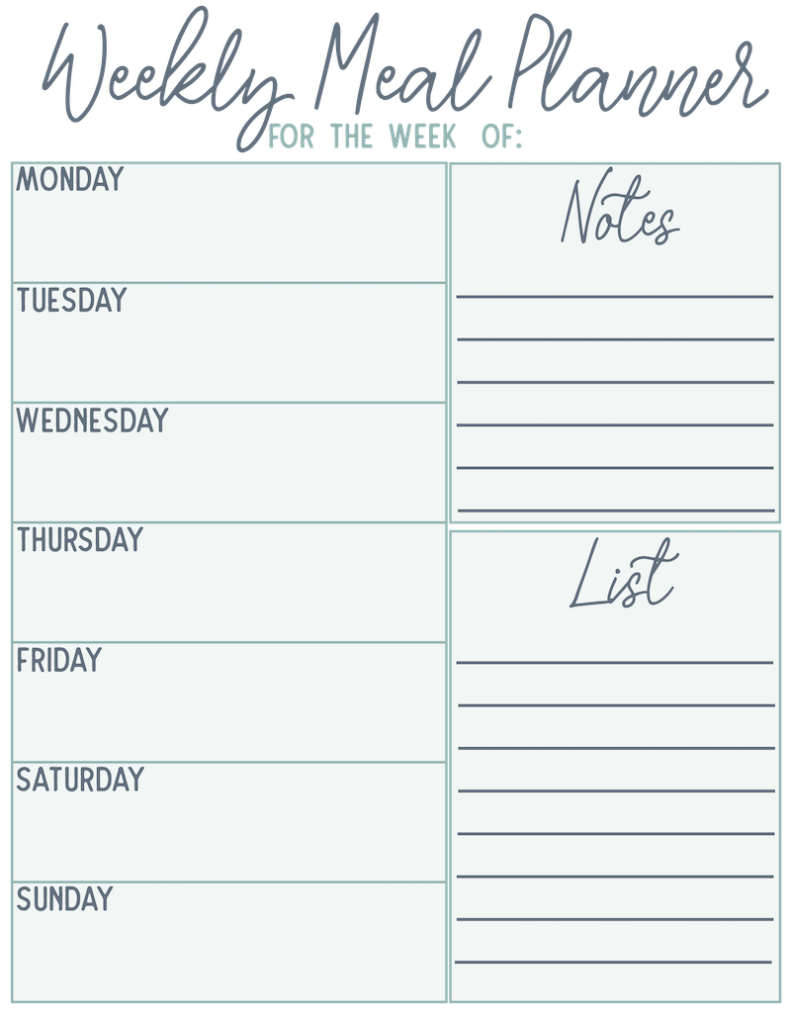 Weekly Meal Planner Printable Simply Being Mommy