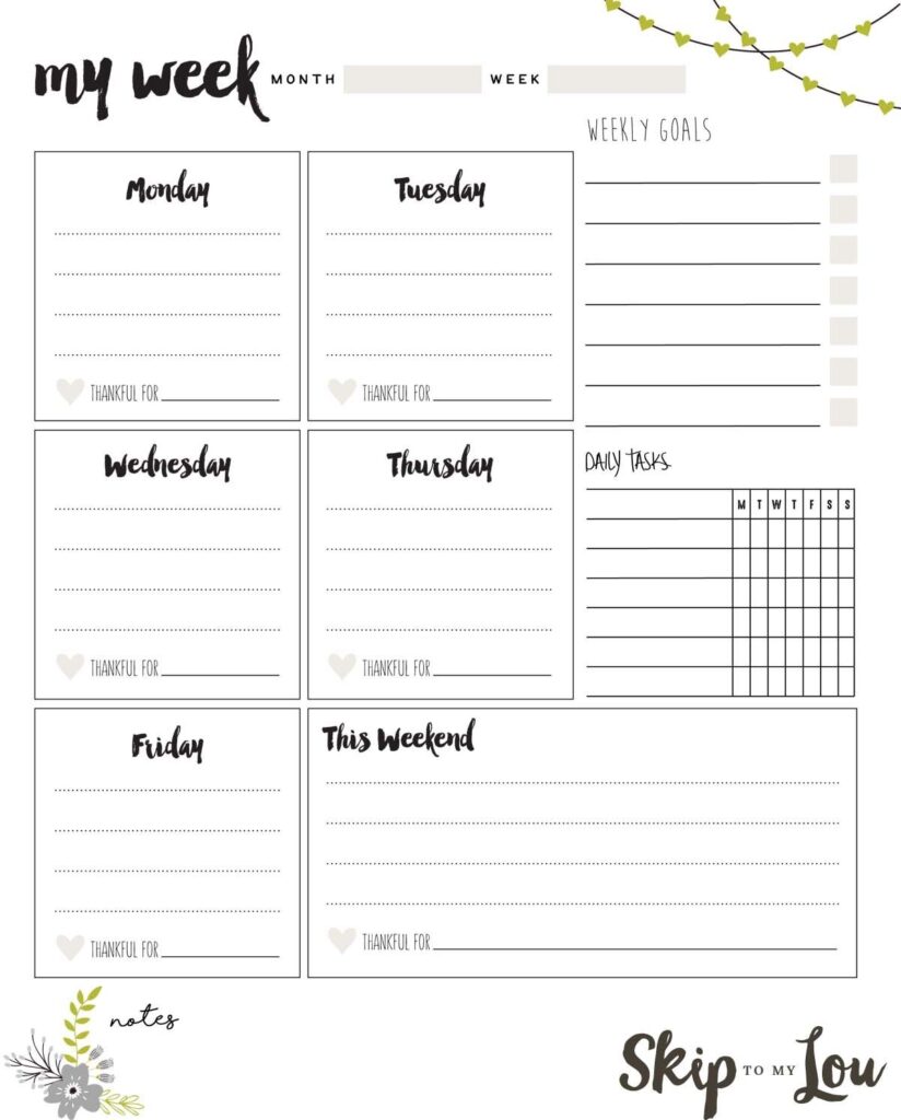 Weekly Planner Template Weekly Planner Printable Weekly Planner Free Printable Weekly Planner Template