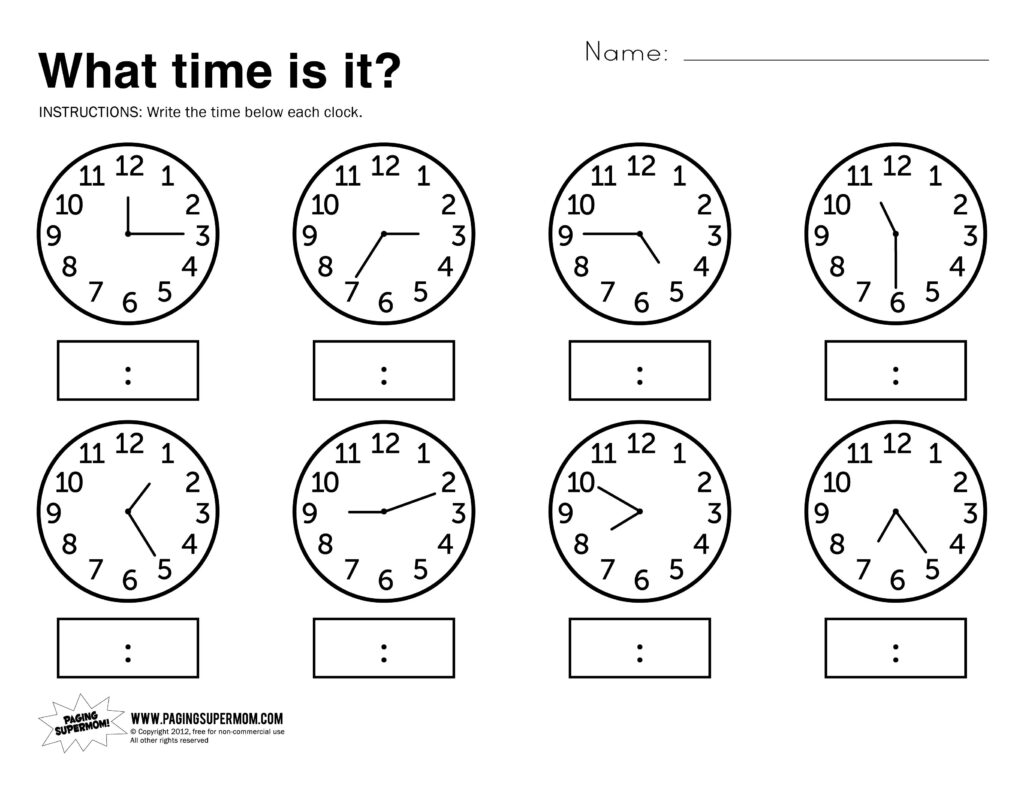 What Time Is It Printable Worksheet Time Worksheets Telling Time Worksheets Kindergarten Math Worksheets Free