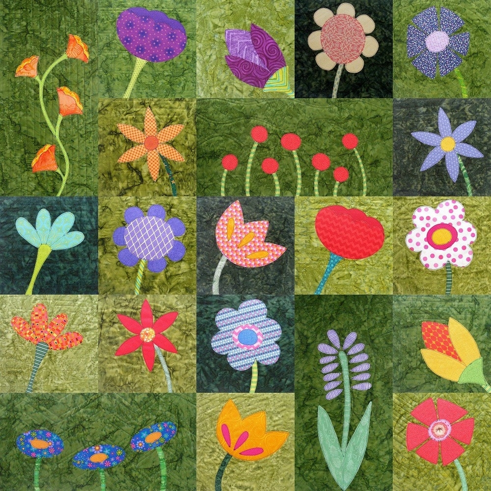 Wild Flowers Easy Applique Quilt Pattern PDF For Beginners Etsy