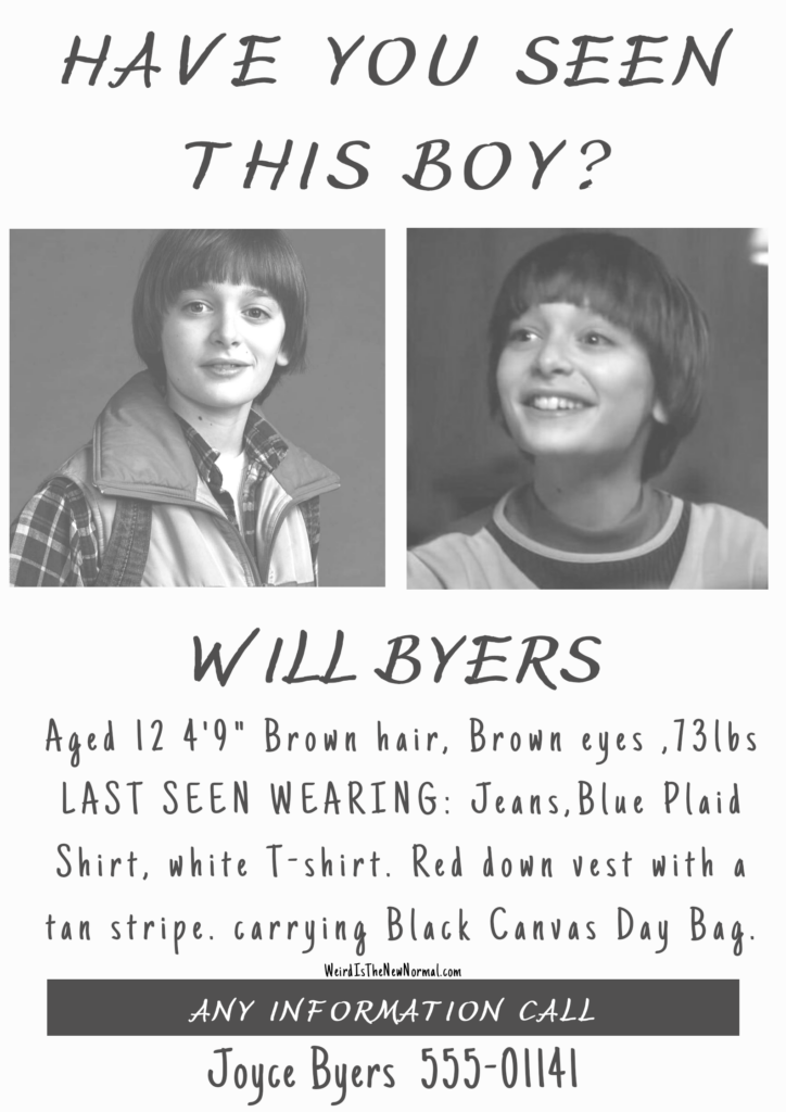 Will Byers Missing Poster Cosplay Ideas Missing Posters Stranger Things Poster Will Byers