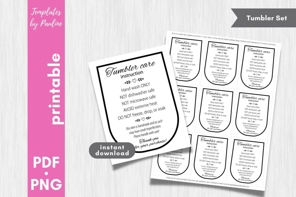 Care Instruction Free Printable Care Cards