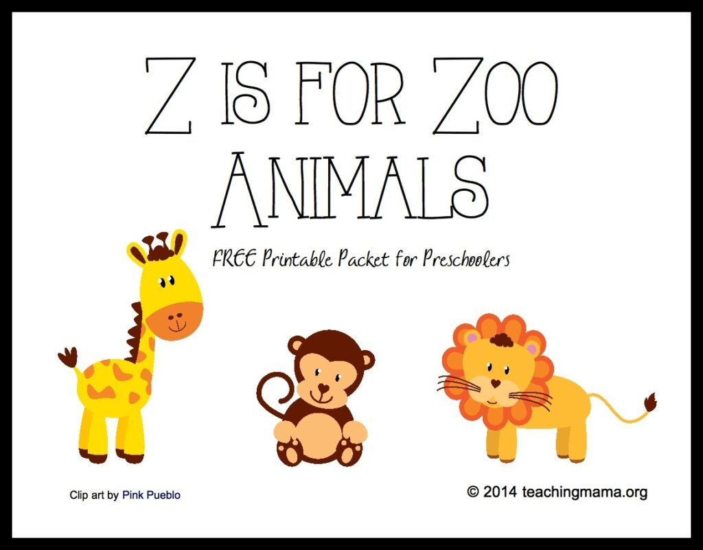 Z Is For Zoo Animals Letter Z Printables