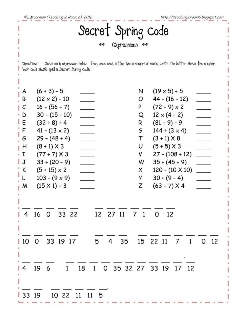 Free Printable Worksheets For 6th Graders