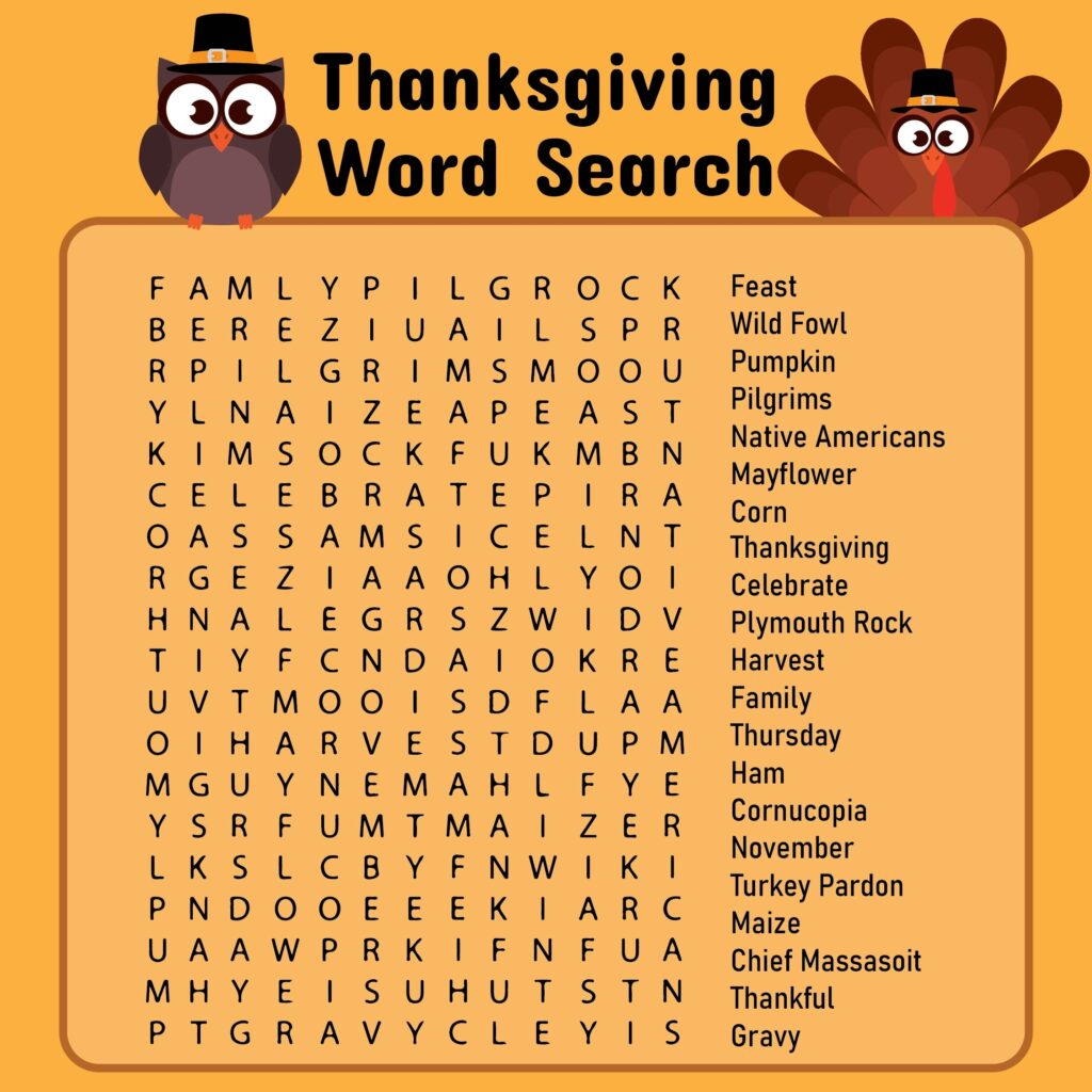10 Best Printable Thanksgiving Puzzles Word Searches For Adults Printablee