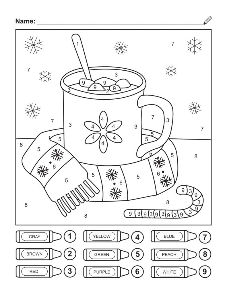 10 Winter Christmas Color By Number Coloring Pages For Kids A FREEBIE I Spy Fabulous