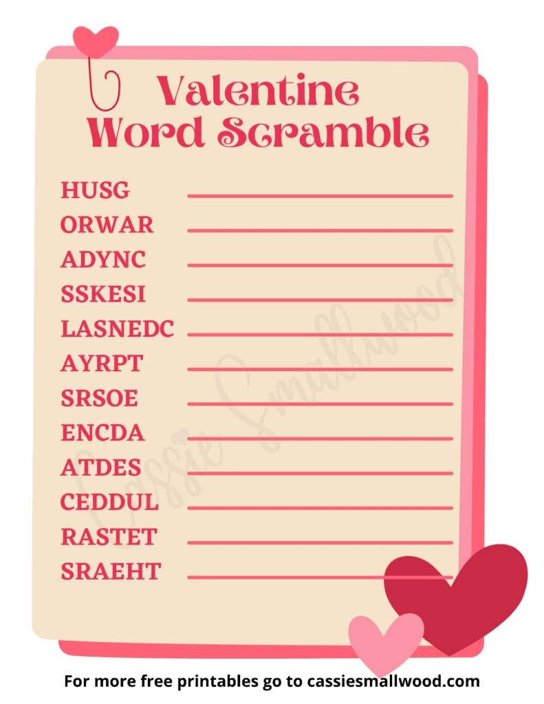 3 Fun Valentine s Day Word Scrambles With Answers Cassie Smallwood