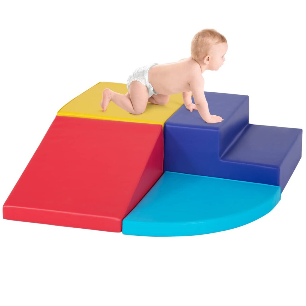 4 Piece Set Climbing Toys For Toddlers 1 3 And Climb Foam Play Set Babies Foam Blocks Toddler Climbing Toys Indoor Baby Climbing Toys Children s Composite Toy For Crawling Climbing And Sliding CM 