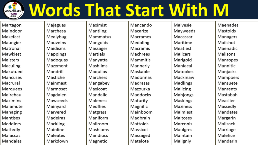 4000 Words That Start With M To Describe Someone Vocabulary Point