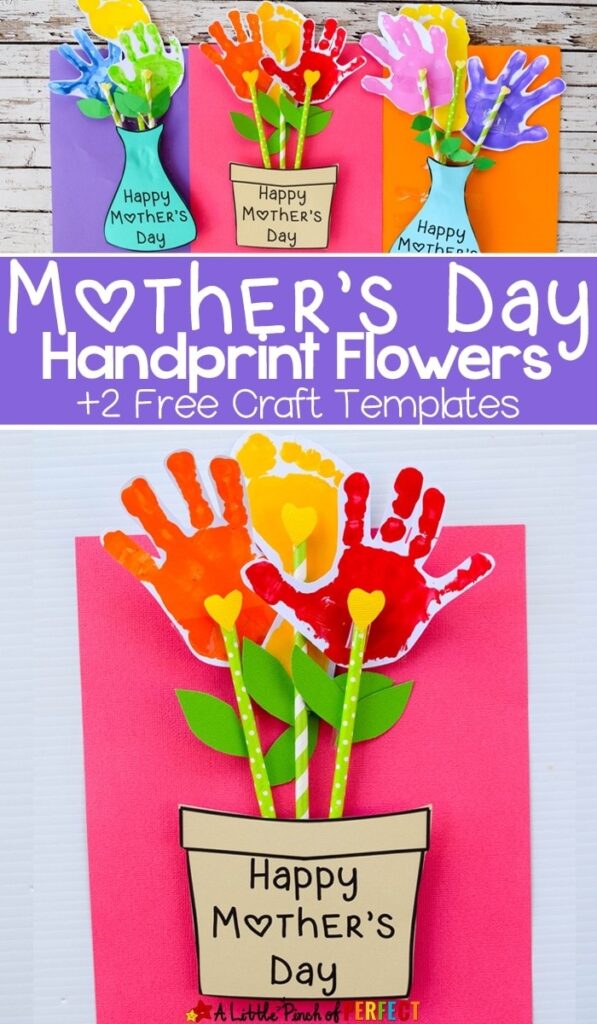 Adorable Mother s Day Handprint Flower Craft And Free Template A Little Pinch Of Perfect
