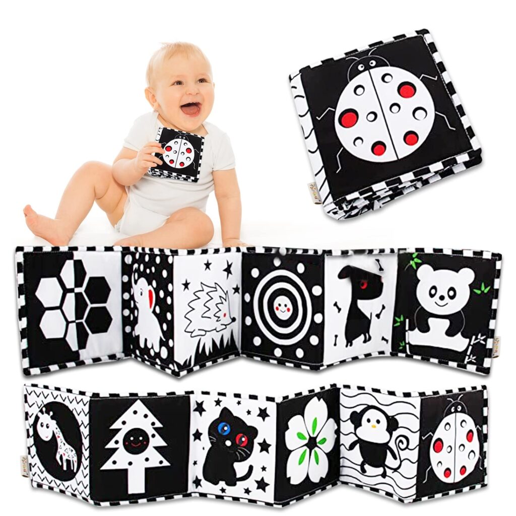 Amazon KaPing Black And White Baby Toys 0 3 Months Baby Sensory Toys High Contrast Baby Cards Soft Book For Infant Toddler Newborn Tummy Time Toys For Babies 0 6 Months Toys Games