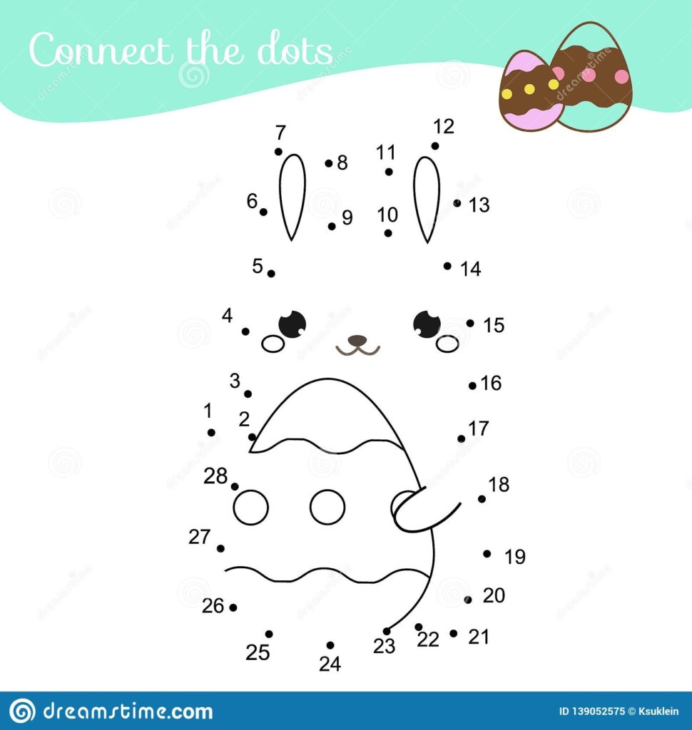 Connect The Dots By Numbers Educational Game For Children And Kids Easter Bunny With Egg Stock Vector Illustration Of Educational Numbers 139052575