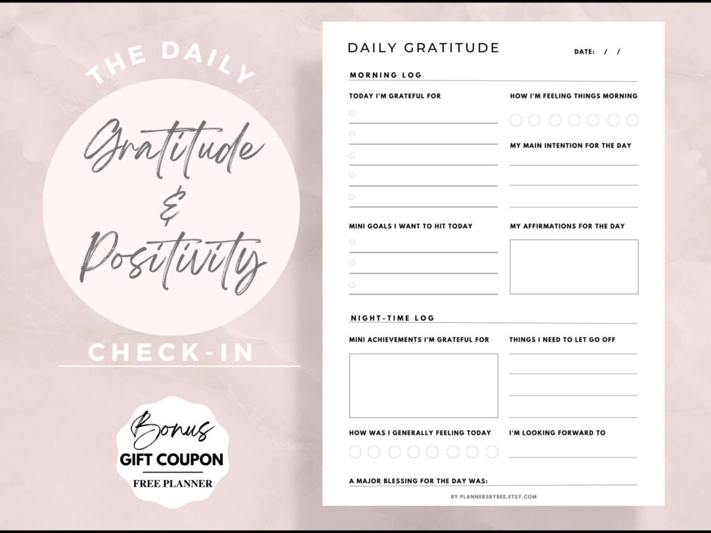 Daily Gratitude Journal Template Daily Reflection Self Care Etsy de