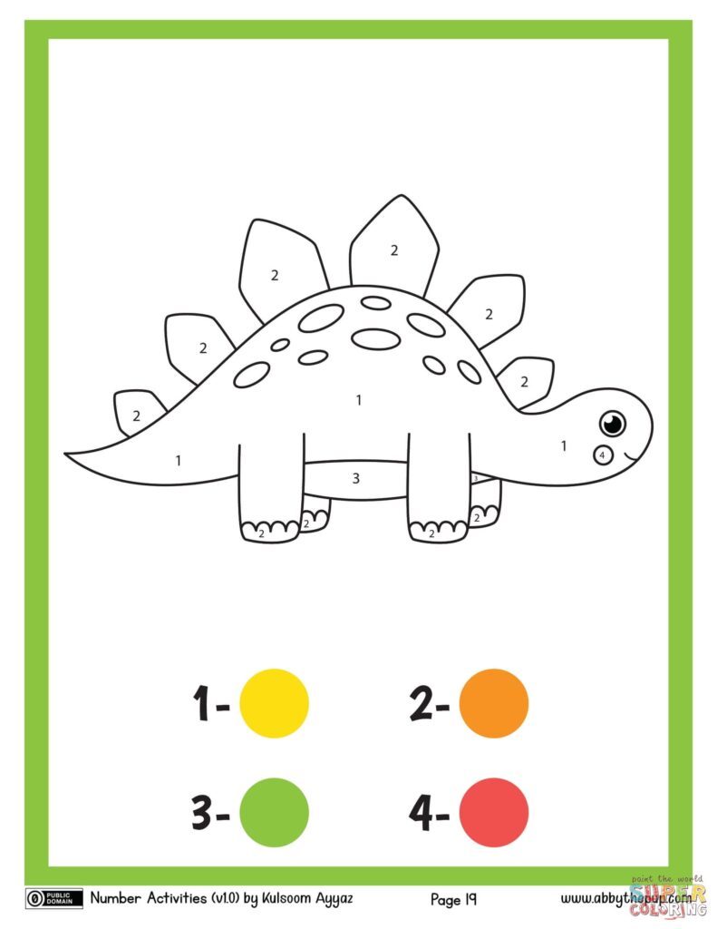 Dinosaur Color By Number Free Printable Coloring Pages