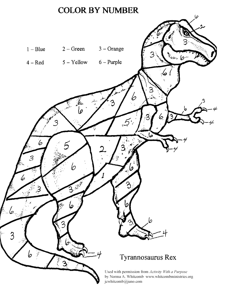 Color By Number Dinosaur Printable