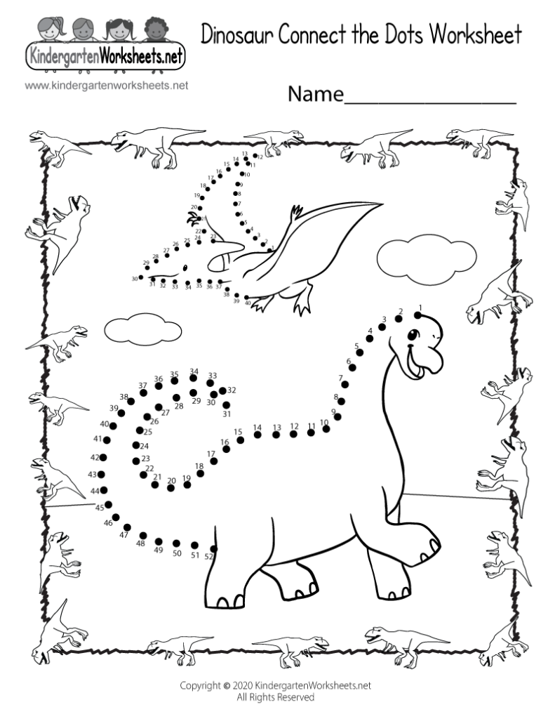 Dinosaur Connect The Dots Worksheet Free Printable Digital PDF