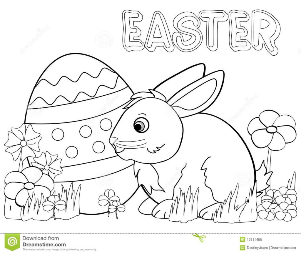 Easter Bunny Coloring Page Stock Illustration Illustration Of Simple 12611455