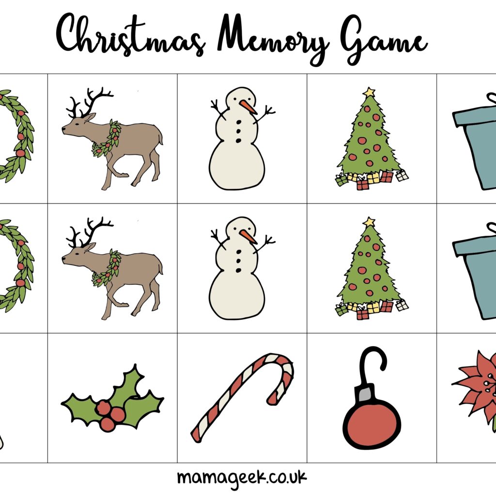 Free Christmas Printables Memory Game Mama Geek