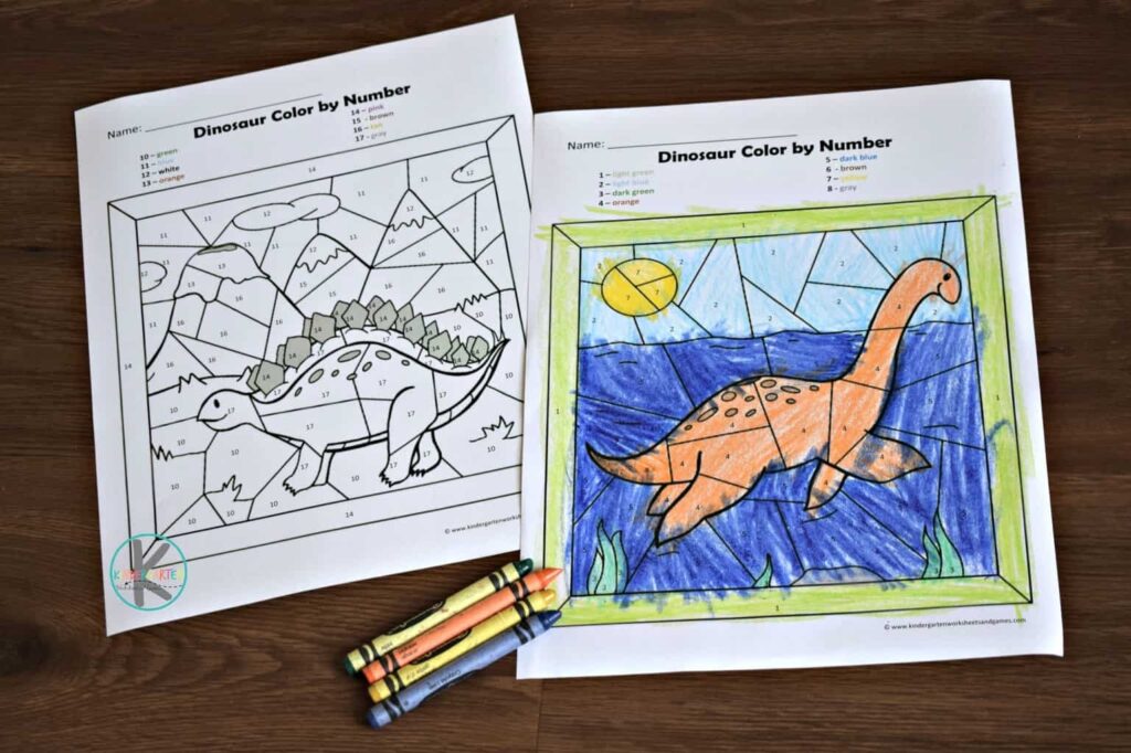  FREE Dinosaur Color By Number Printable Worksheets