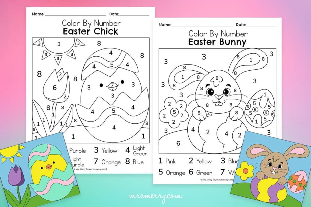 Free Easter Color By Number Printable Worksheets Mrs Merry