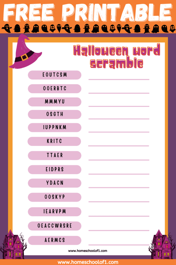 Halloween Word Scramble With Answers