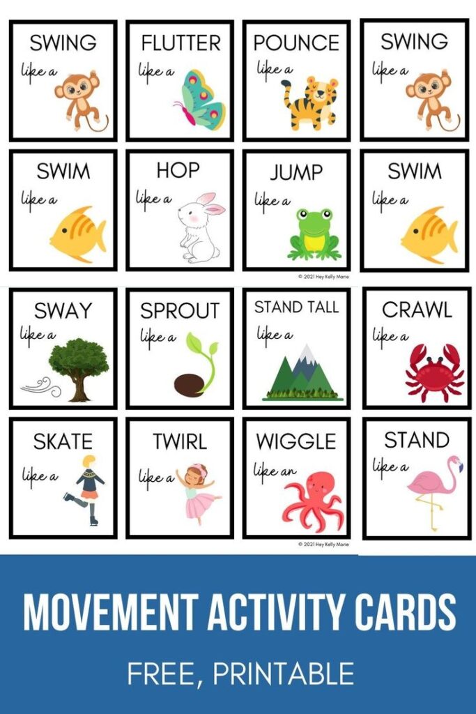 Free Printable Indoor Movement Activity Cards Hey Kelly Marie Fun Classroom Activities Physical Activities For Kids Preschool Music Activities