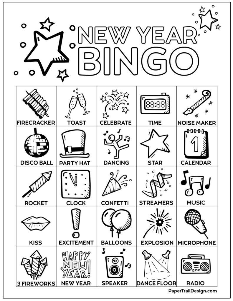 Free Printable New Year s Bingo Cards Paper Trail Design