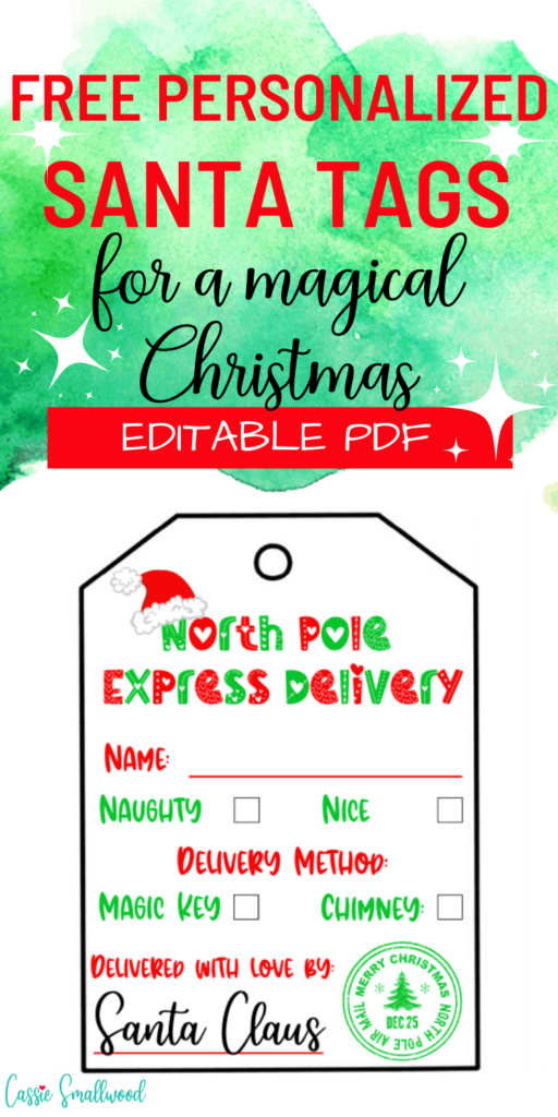 Free Printable Santa Gift Tags From The North Pole Editable PDF Cassie Smallwood