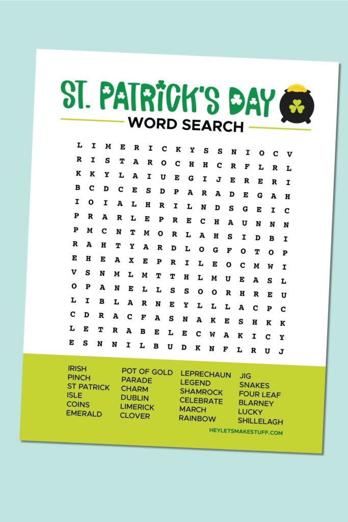 Free Printable St Patrick s Day Word Search Hey Let s Make Stuff