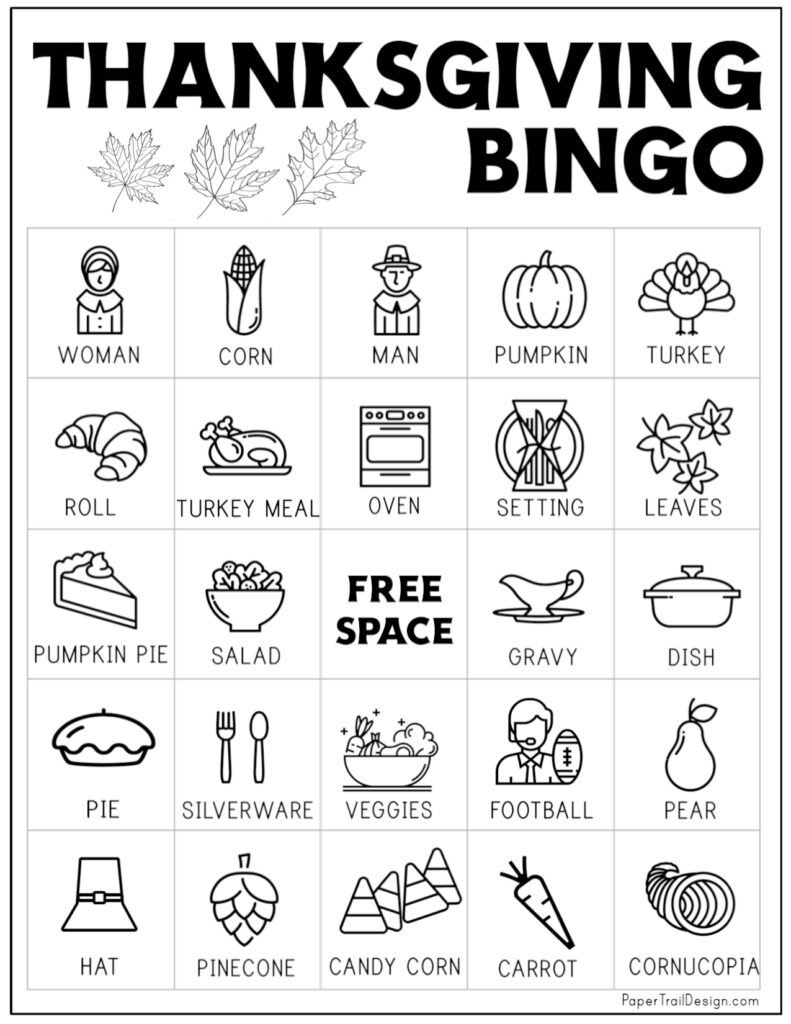Free Printable Thanksgiving Bingo Cards Paper Trail Design