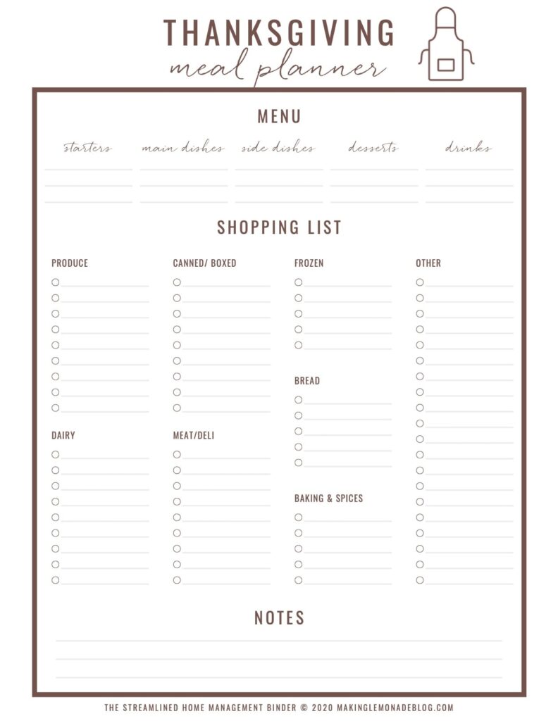 Thanksgiving To Do List Printable