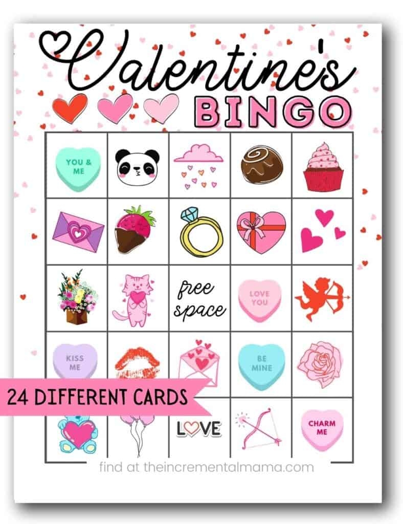 Free Valentine s Bingo Printables 24 Cards The Incremental Mama