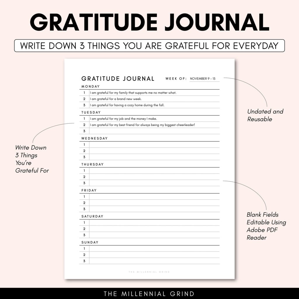Gratitude Journal Printable Gratitude Journal PDF Etsy de