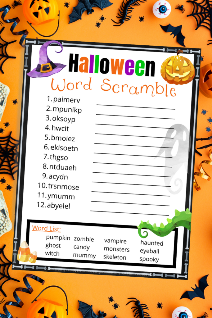 Halloween Word Scramble Free Printable 