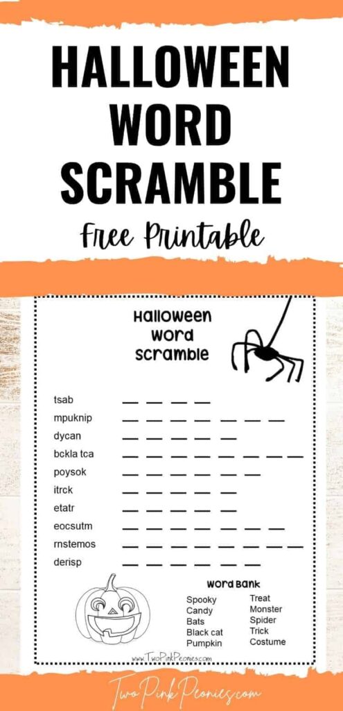 Halloween Word Scramble With Answer Key FREE Instant Download 