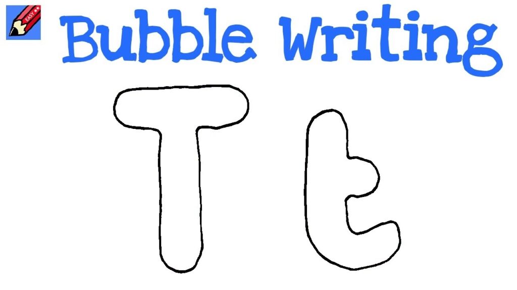 How To Draw Bubble Writing Real Easy Letter T YouTube