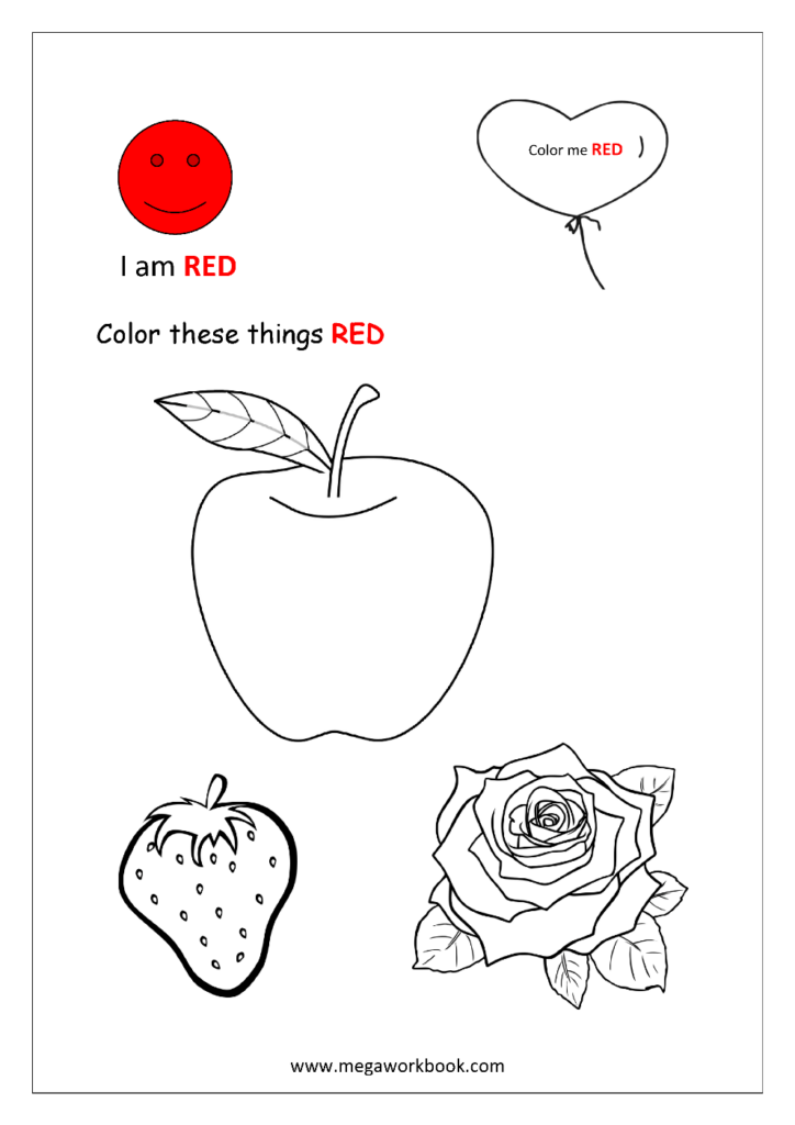 Learn Colors Red Coloring Pages Blue Coloring Pages Yellow Coloring Pages Green Coloring Pages Black White Brown Gray Purple Orange Pink Colors Coloring Pages MegaWorkbook